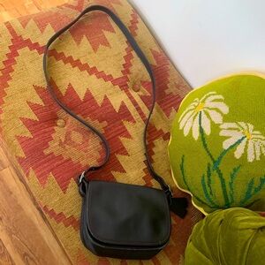 Vintage Black Leather Coach Crossbody Bag